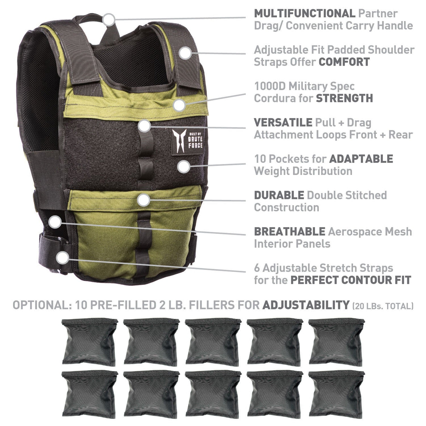 Brute Force Weighted Vest Features